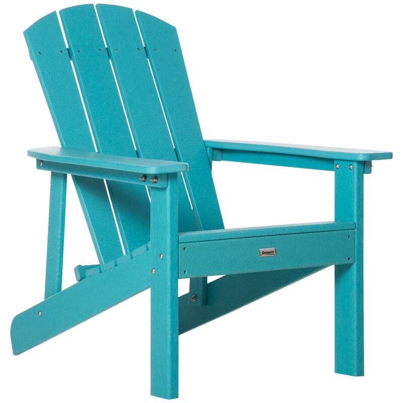 Outsunny Plastic Adirondack Chair, HDPE Fire Pit Chair with High Back for Backyard, Garden