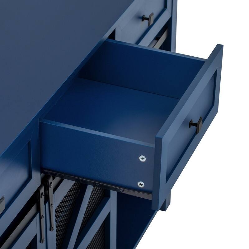 Farmhouse 55" Sideboard with 2 Sliding Barn Doors and 3 Drawers for Stylish Home Storage Solution