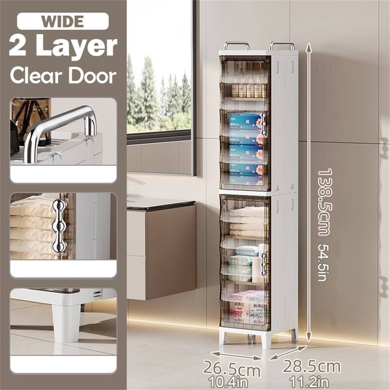 Small Narrow Bathroom Storage Cabinet White Plastic Corner Organizer with Adjustable Shelves
