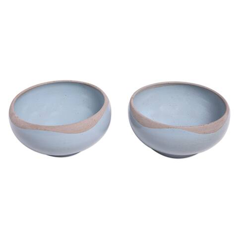 Novica Handmade Blue Bounty Ceramic Serving Bowls (Pair)