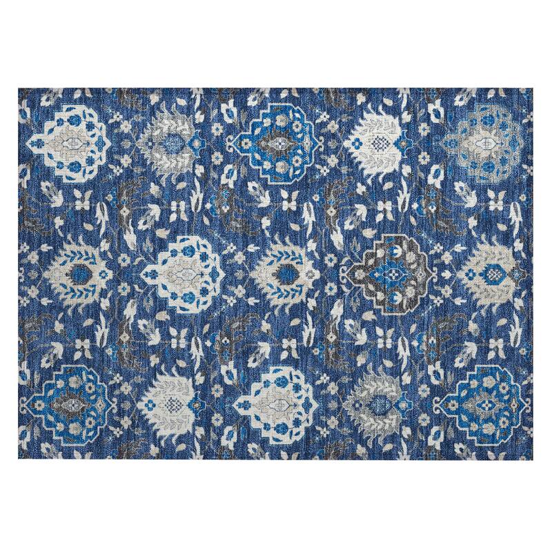 Machine Washable Indoor/ Outdoor Traditional Kashan Chantille Rug