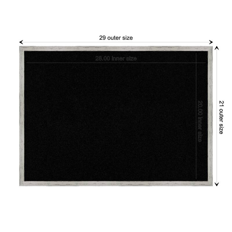 Shiplap White Narrow Wood Framed Black Corkboard Bulletin Board - Board Size 28x20