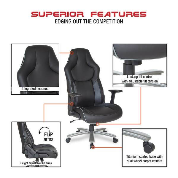 slide 2 of 12, Big & Tall Gaming Chair - N/A Black