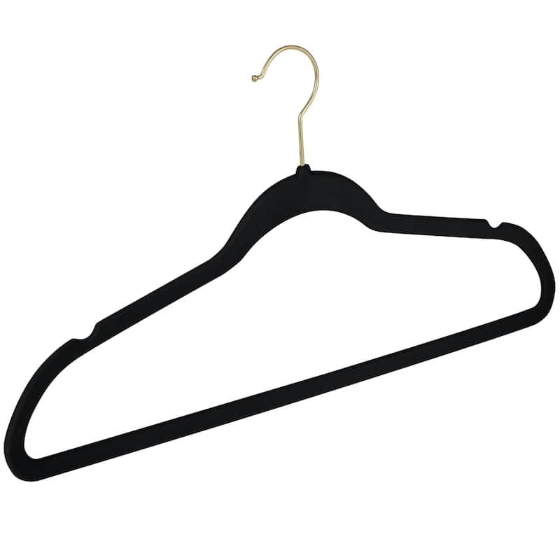 Simplify 25 Pack Slim Velvet Gold Hook Hangers - 17.7" x 9"