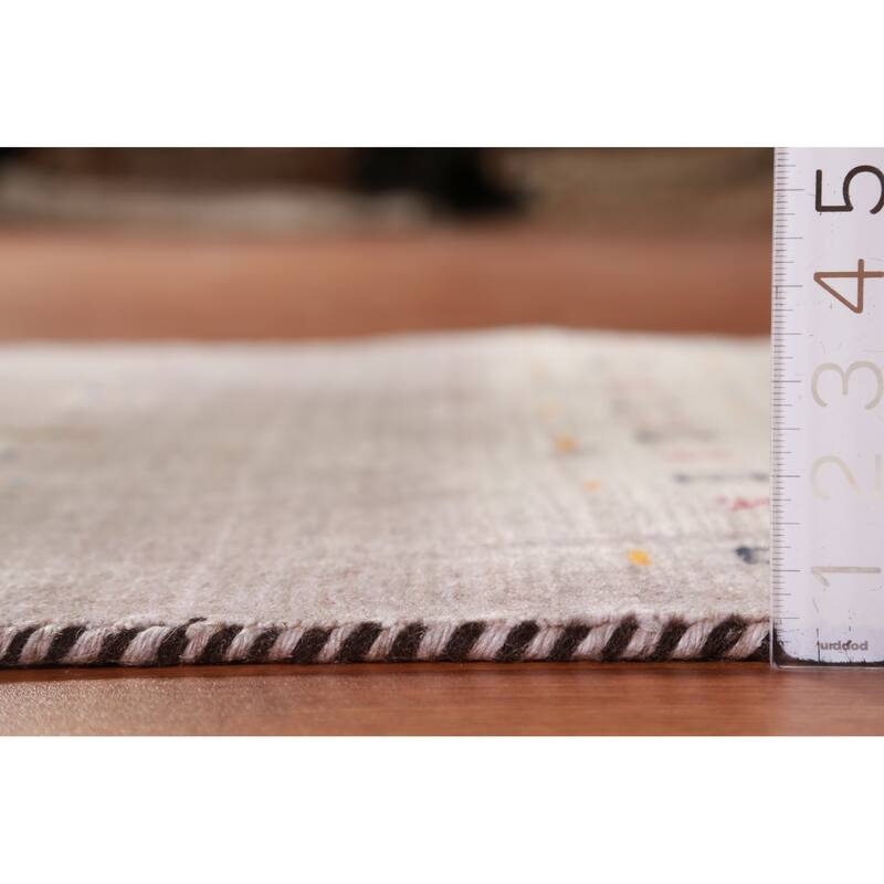 Hand Knotted Oriental 100% Wool Carpet Tribal Animal Pictorial Brown Gabbeh Area Rug - 4' 11'' X 3' 1''