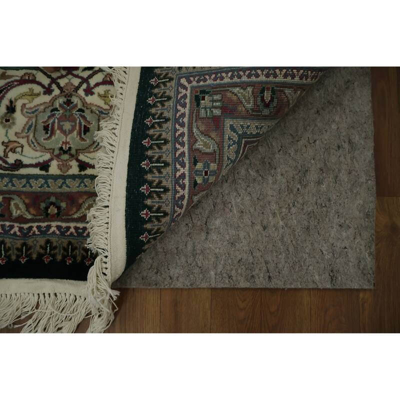 Hand Knotted Oriental 100% Wool Carpet Traditional Traditional Green Kashan Area Rug - 13' 7'' X 9' 8''