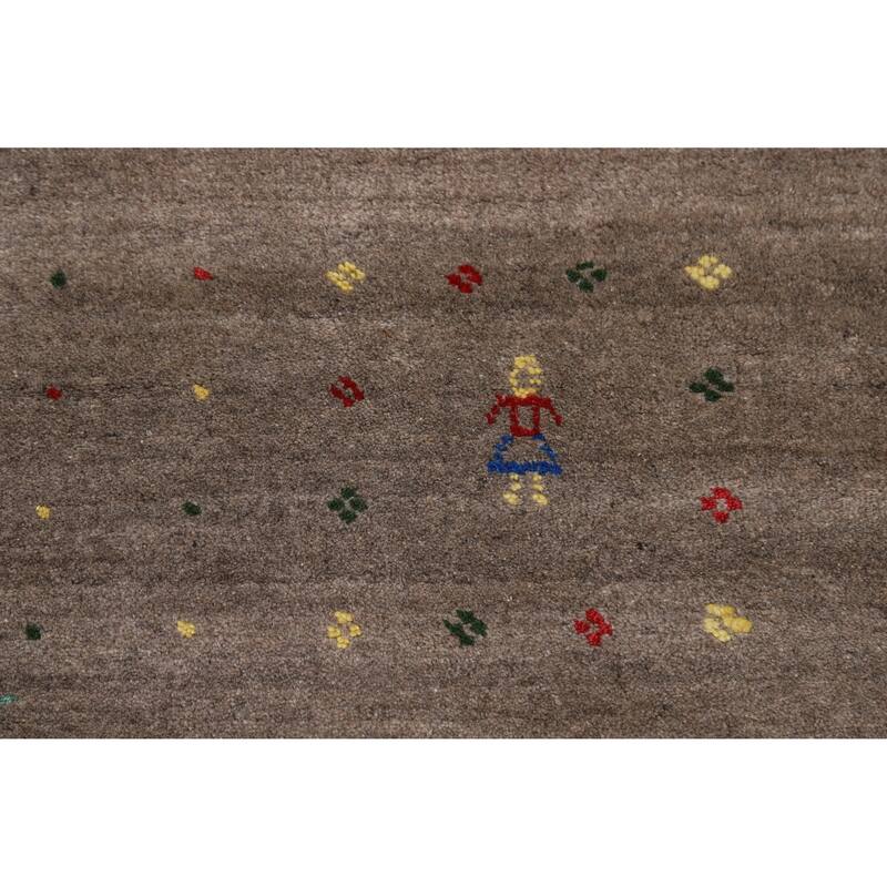 Brown Tribal Gabbeh Oriental Area Rug Hand-Knotted Wool Carpet - 7'10" x 9'7"