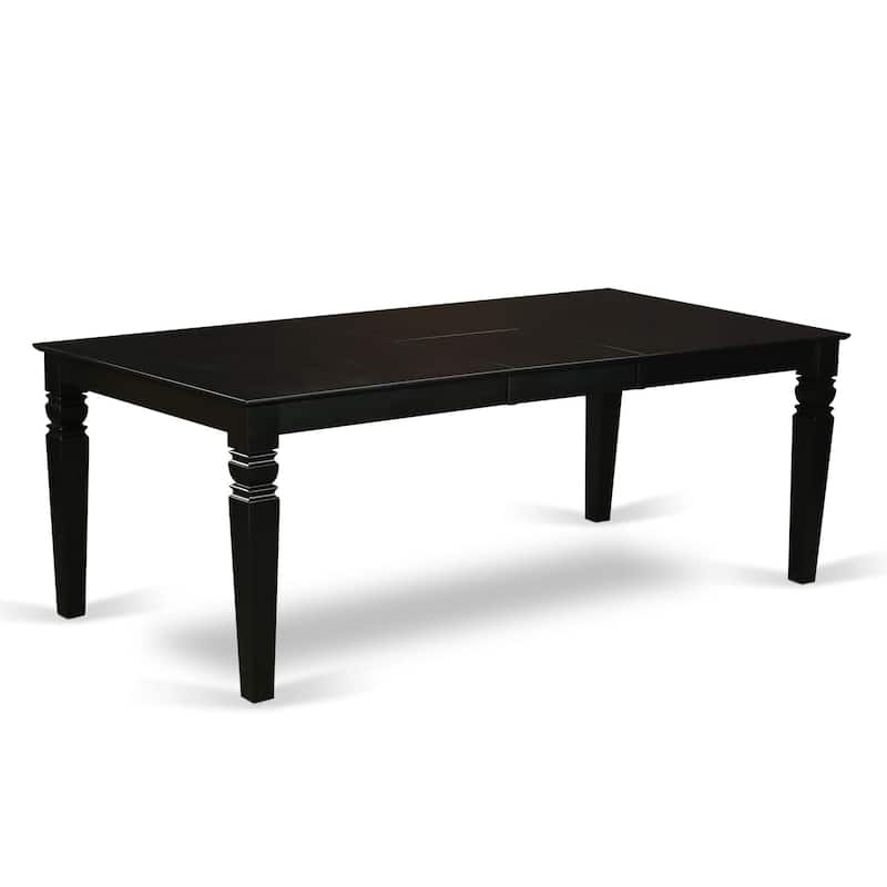 East West Furniture Dining Set- a Dining Table and Black Color Linen Fabric Chairs, Black(Pieces Options)