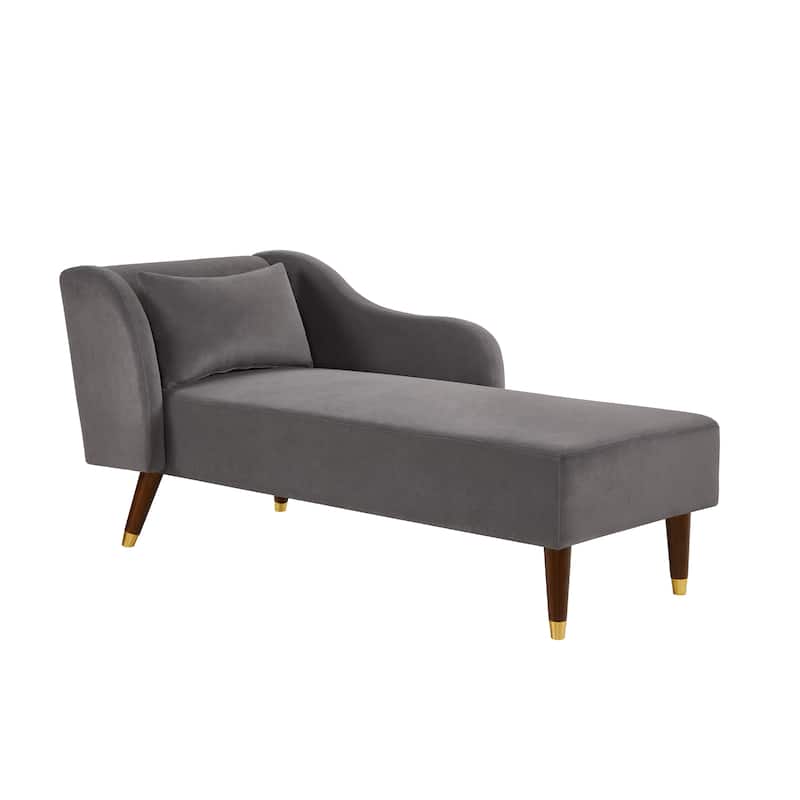 Velvet Chaise Lounge Indoor, Modern 60.6'' Lounge Chair with Left Armrest & Wood Legs, Lounge Sofa for Bedroom, Living Room