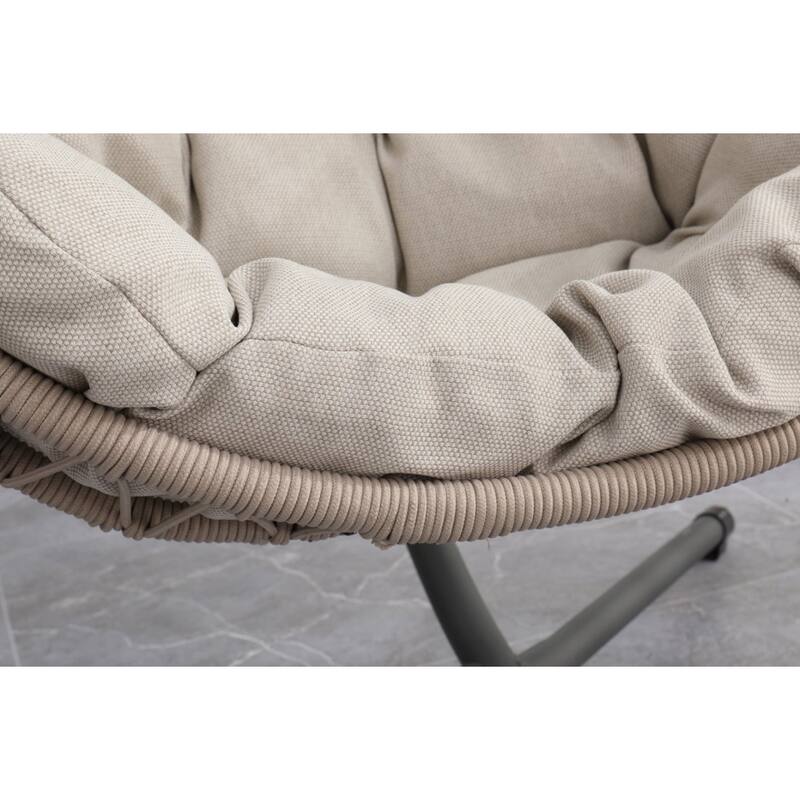 Linen Gray Egg Hanging Chair with Stand - 24.4