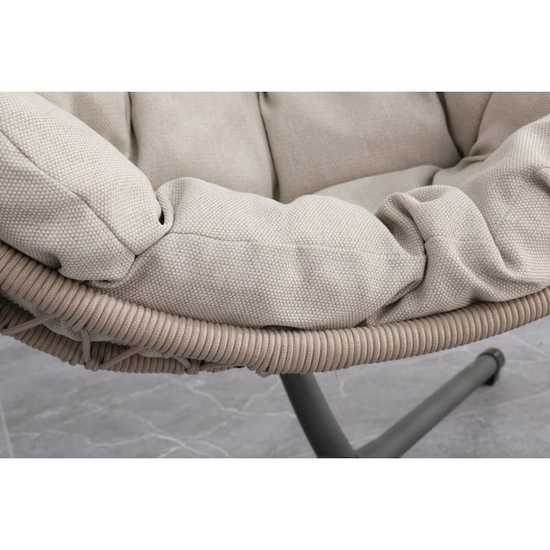 Outdoor egg-shaped hanging chair with stand, patio wicker swing egg-shaped chair, indoor rocking chair