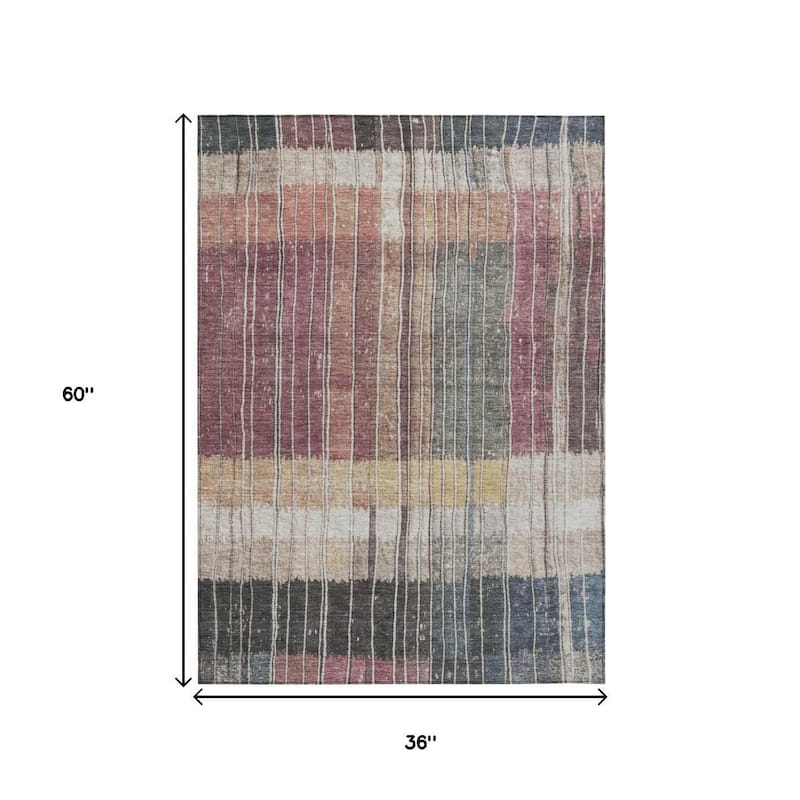 HomeRoots Striped Transitional Rectangle Outdoor Rug