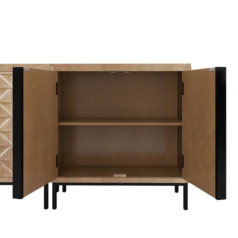 Antique brown 29 in. H Accent Cabinet with 2 Shelves and 4 Doors - 55.20" x 13.50"