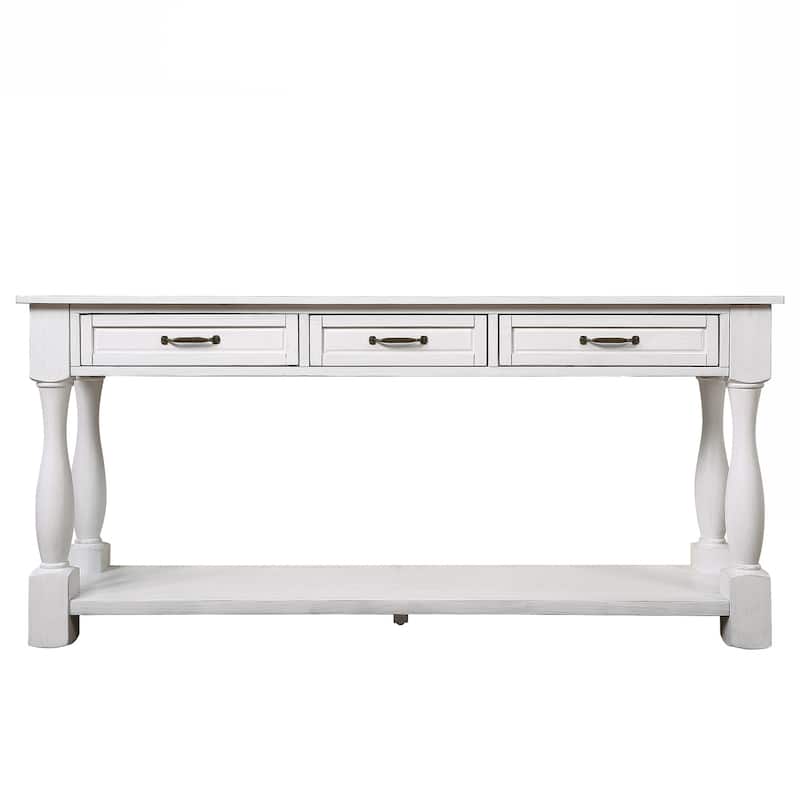 Long Wood Console Table with 3 Drawers and 1 Bottom Shelf for Entryway Hallway Easy Assembly Extra-thick Sofa Table