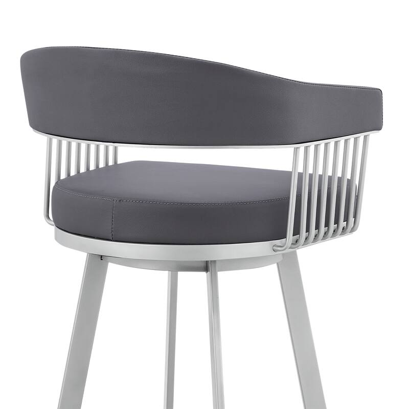 Bronson Faux Leather Upholstered Metal Swivel Bar or Counter Stool