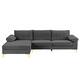Velvet Upholstered L-Shape Sectional Sofa - Dark Grey/Gold Legs