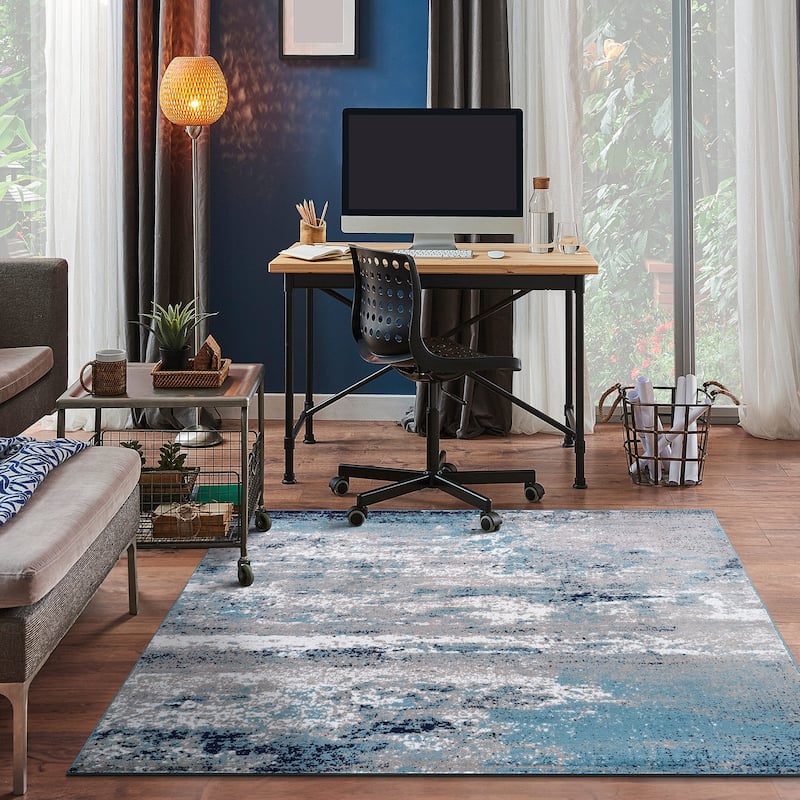 World Rug Gallery Distressed Abstract Watercolor Area Rug