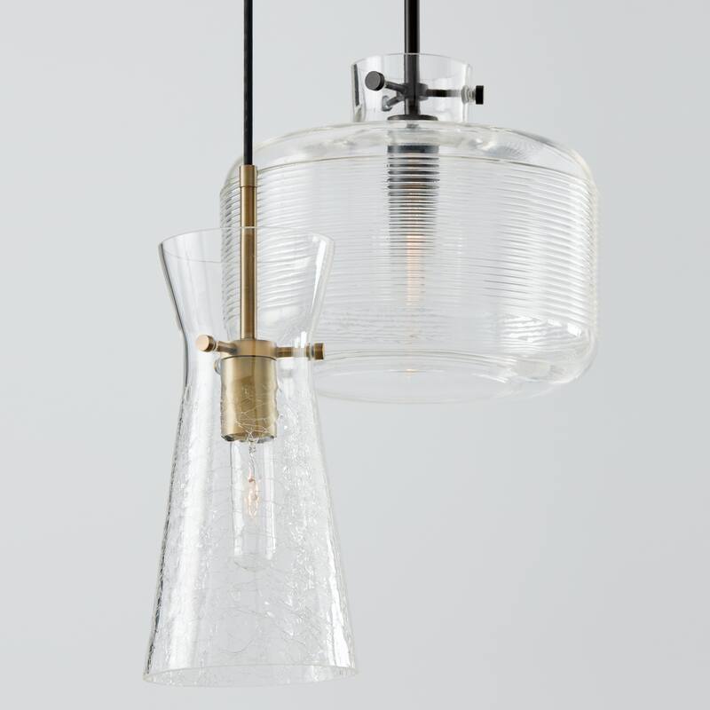 6" 1-light Pendant w/ Clear Half-Crackle Tapered Glass
