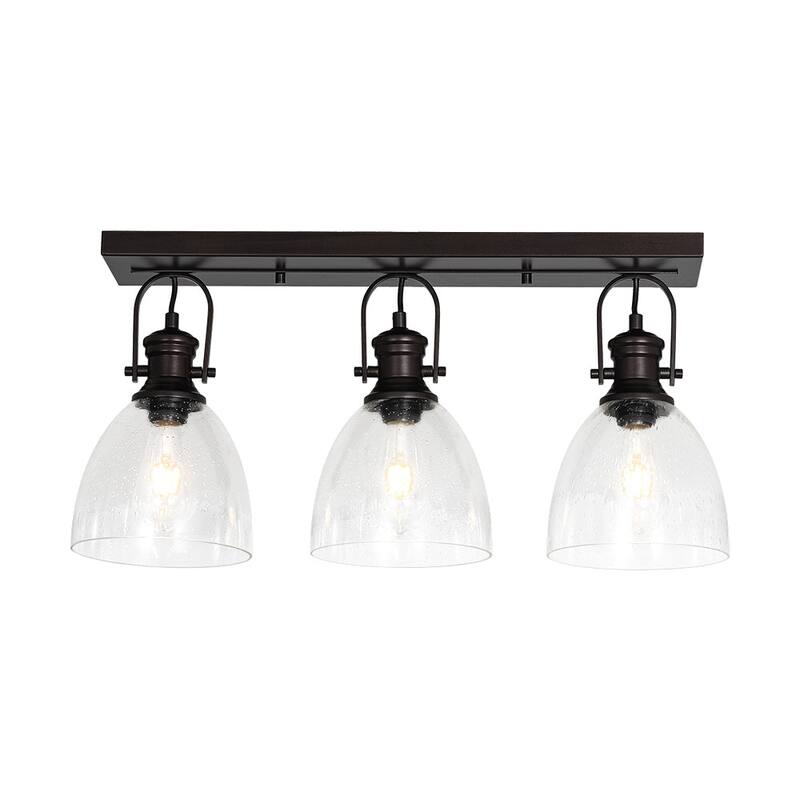 Industrial 3-Light Versatile Glass Island Semi Flush Mount Wall Light
