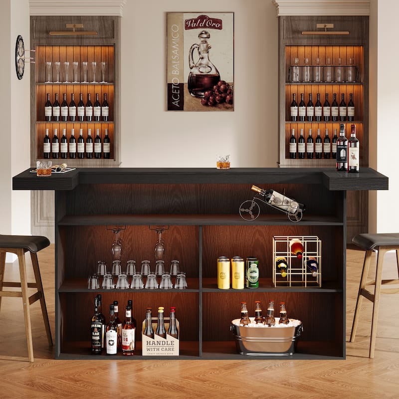 4-Tier Bar Table, 70.9-Inch Large Modern Home Bar Cabinet