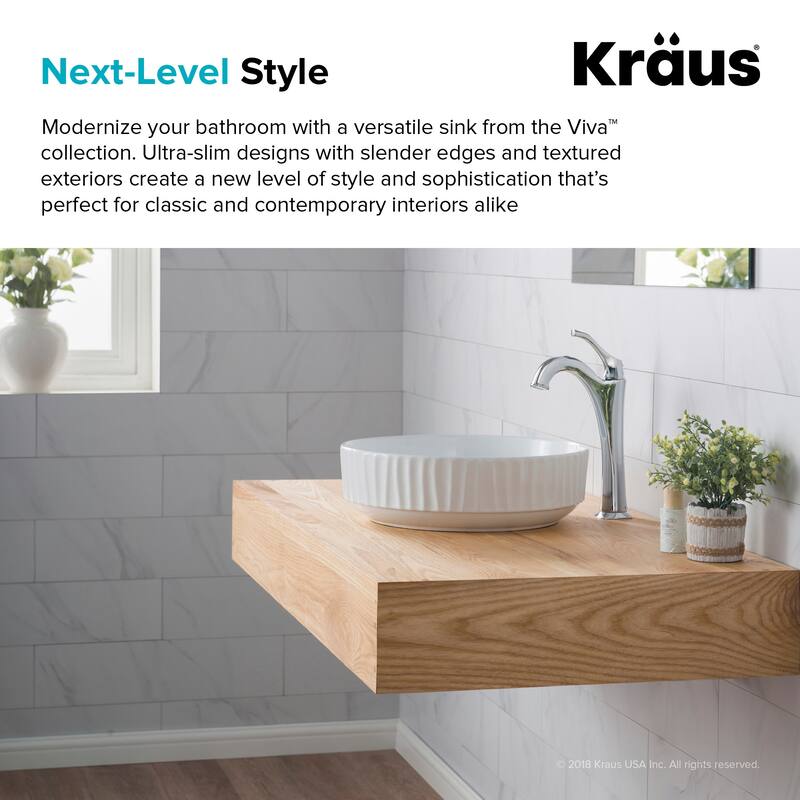 Kraus Viva 15-3/4" Circular Vitreous China Vessel Bathrrom Sink - Less