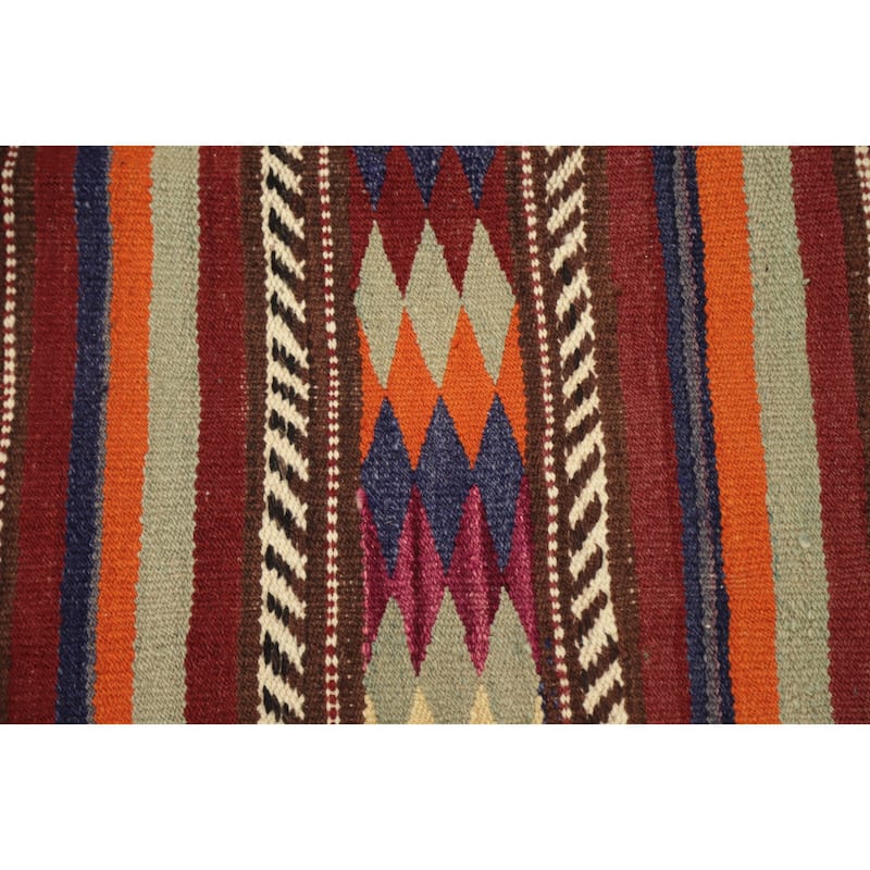 Hand Woven Oriental 100% Wool Carpet Southwestern Tribal Multi-Colored Kilim Area Rug - 8' 6'' X 5' 9''