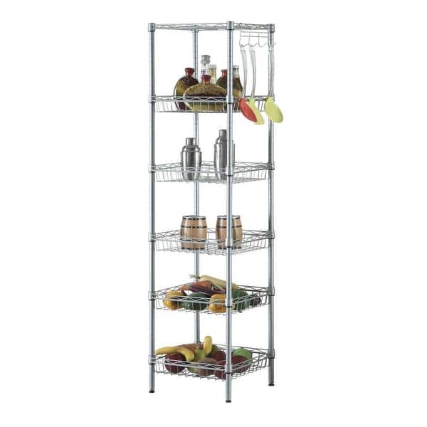 Pure Storage Full Rack 6 Layers Fashion Carbon Steel & PP Storage Rack Silver Gray - Bed Bath ...