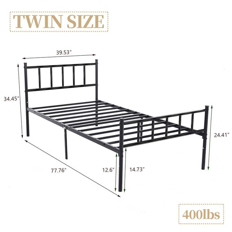 Caxkun Classic Metal Platform Bed Frame, Mattress Foundation with Steel Slat Support