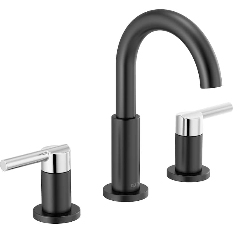 Delta Nicoli 1.2 GPM Widespread Bathroom Faucet with Pop-Up Drain - Matte Black / Chrome