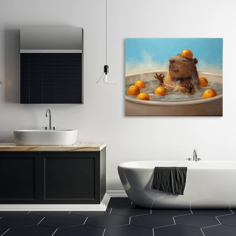 Stupell Capybara in Orange Bath Canvas Wall Art Design By Lucia Heffernan