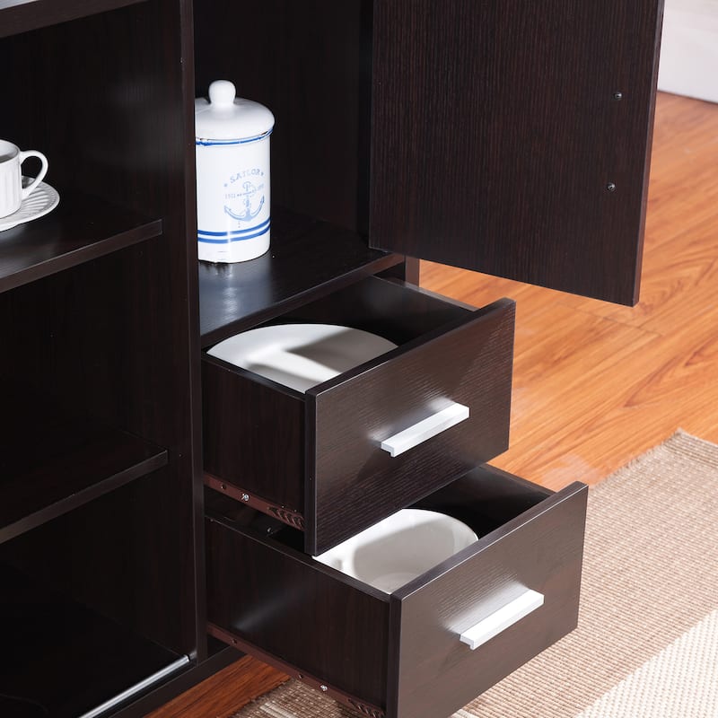 Furniture of America Modern Wooden Dining Buffet with Storage Shelves and Drawers, Kitchen Sideboard Organizer for Dining Room