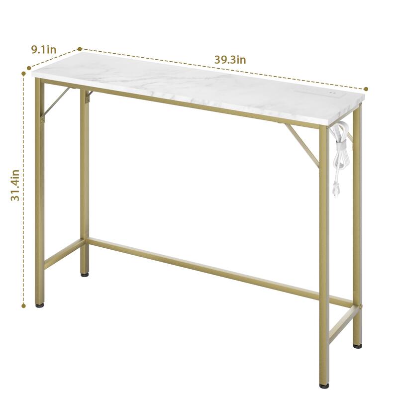 Console Table with Outlet & USB Ports Narrow Sofa Table
