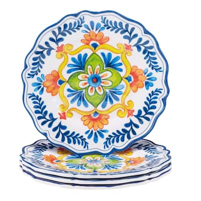 Certified International Flores Melamine 9" Salad/Dessert Plates, Set of 4 - 9" Diameter x 1"