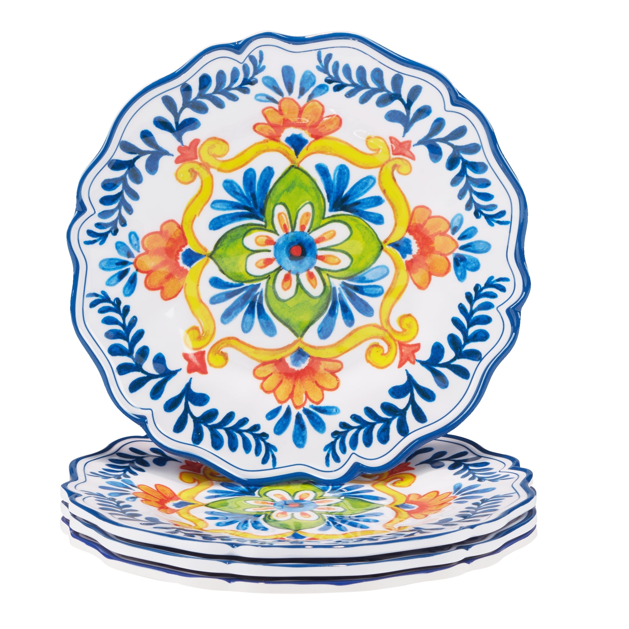 Certified International Flores Melamine 9" Salad/Dessert Plates, Set of 4 - 9" Diameter x 1"