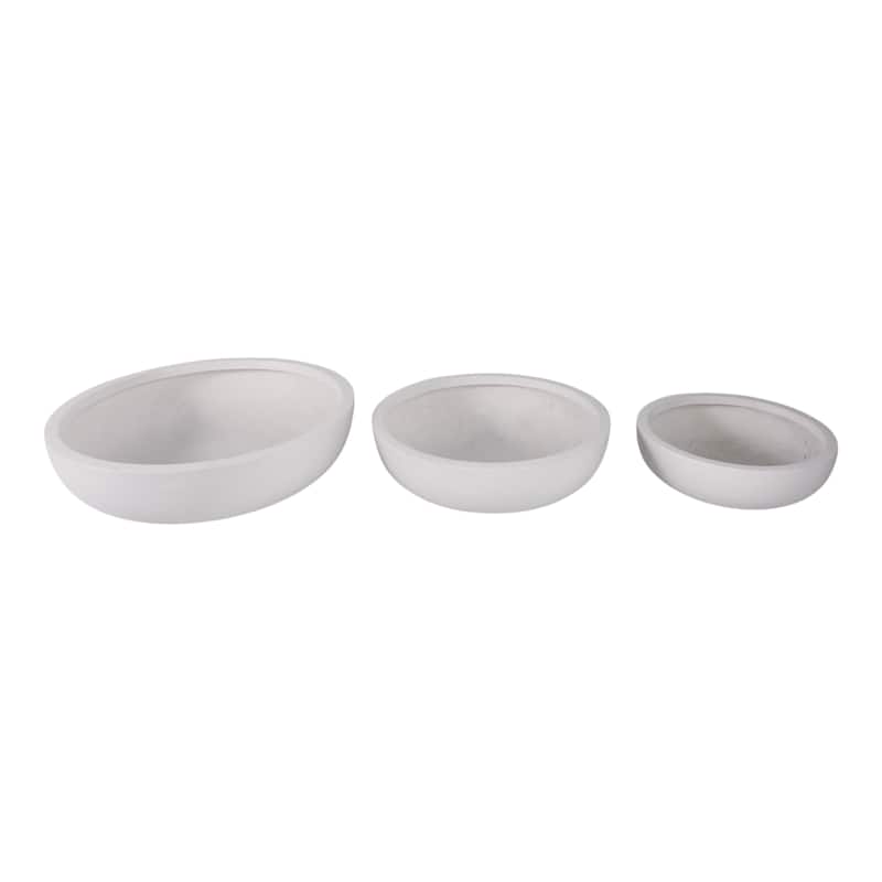 Resin Bowl Planters Round Decorative Plant Containers (Set of 3) - 21" x 21" x 6"