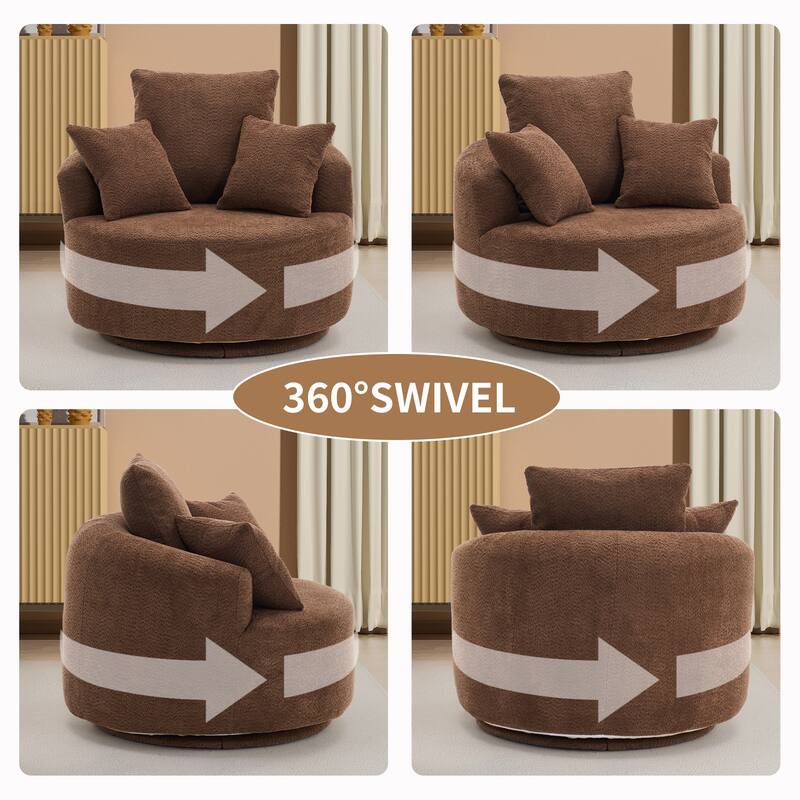 Single Seat Full Sponge Compression Swivel Chair Single Sofa - Brown