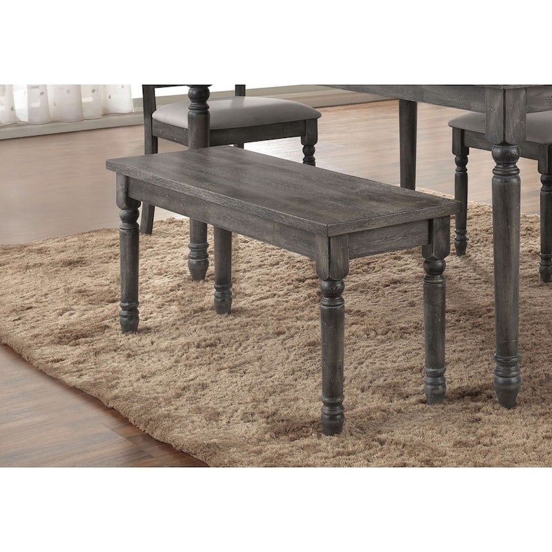 Rectangular Wooden Bench in Weathered Gray