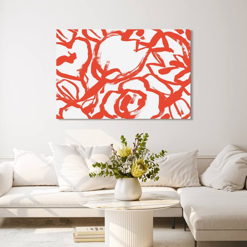 Empire Art Direct Scarlet Blooms I Floral Printed Tempered Glass Wall Art