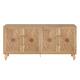 Carved Floral Door Large Storage Cabinet with Metal Handle for Living Room, Kitchen, Entryway