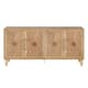 Carved Floral Door Large Storage Cabinet with Metal Handle for Living Room, Kitchen, Entryway