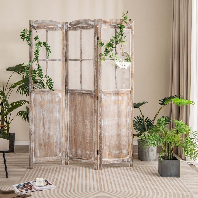 Costway 6FT Retro 3-Panel Room Divider Folding Privacy Screen - See Details