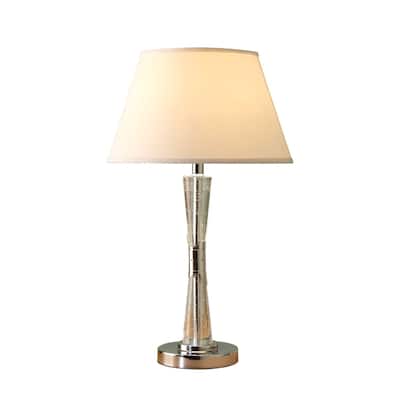 Terry Table Lamp with Bubble Infused Glass Tube, Chrome Metal 27 Inch