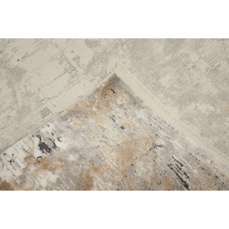 Machine Made Oriental Polyester Carpet Modern Abstract Beige & Ivories Abstract Area Rug - 7' 5'' X 5' 2''