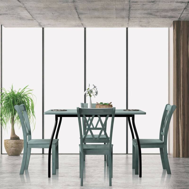 Gymax Set of 4 Wooden Dining Side Chair Armless Chair Home Kitchen - See Details