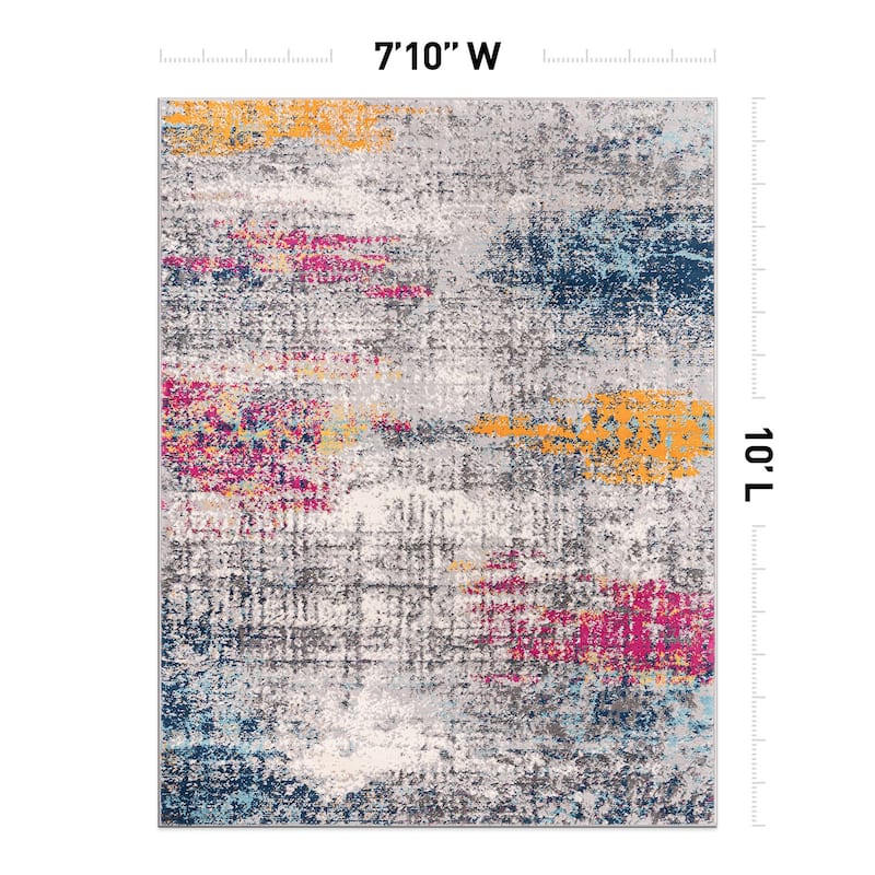 World Rug Gallery Geneva Contemporary Distressed Absract Area Rug