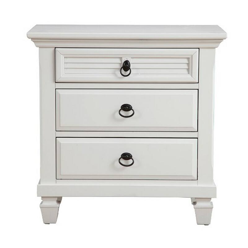 White 3 Drawer 28 in. W Nightstand with Sturdy Hardware and Ample Storage