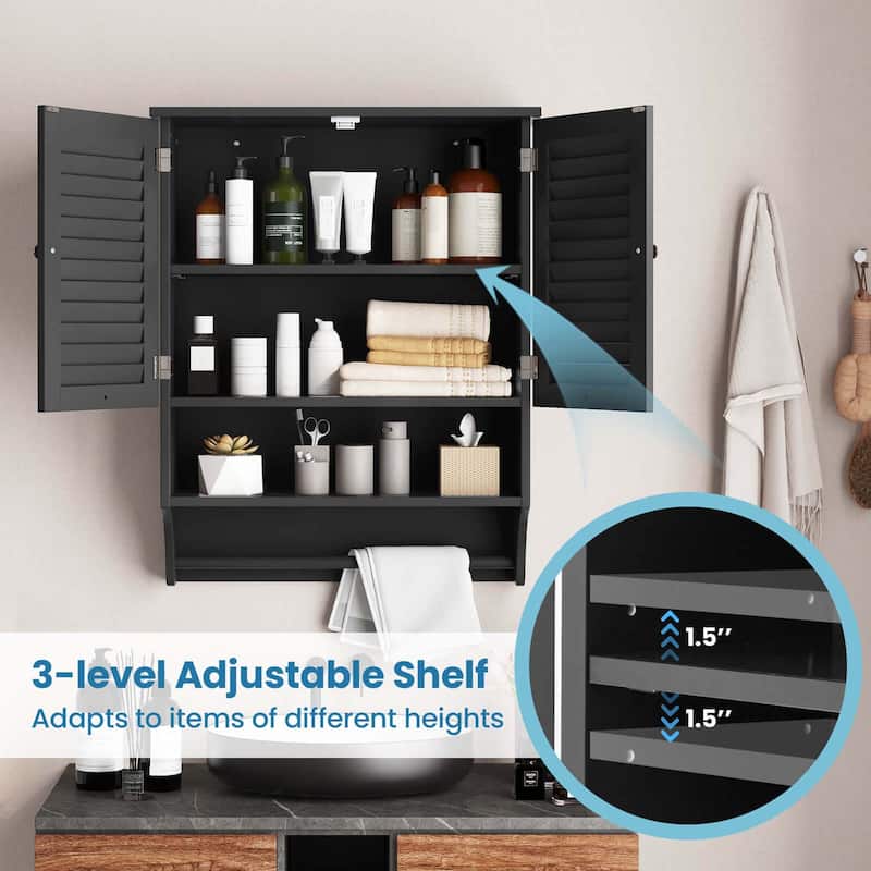 Costway Bathroom Wall Mounted Medicine Cabinet with Louvered Doors & - See Details
