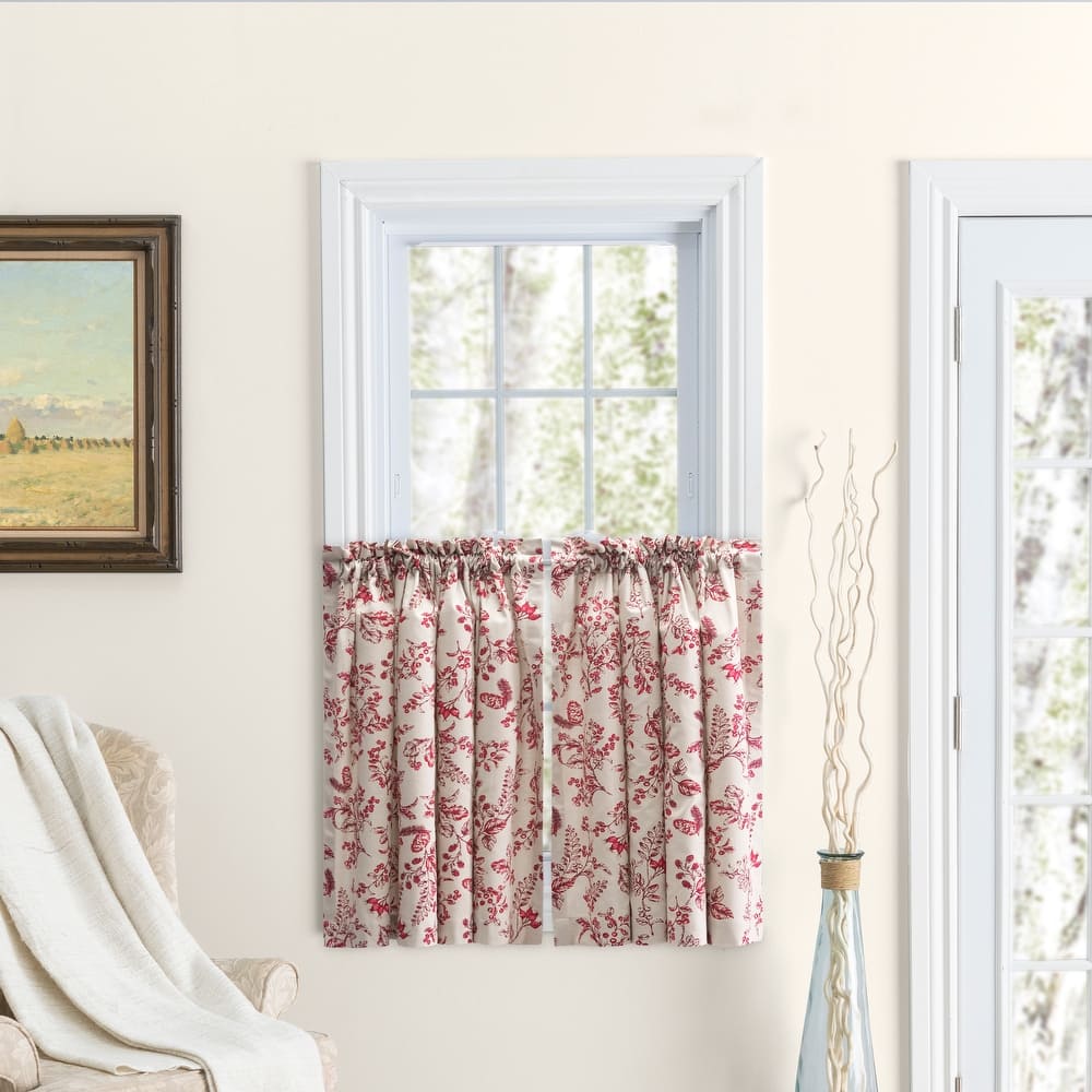 Waverly Gardens Rod Pocket with header Kitchen Curtains - Tier, Swag or Insert Valance (Sold Separately)