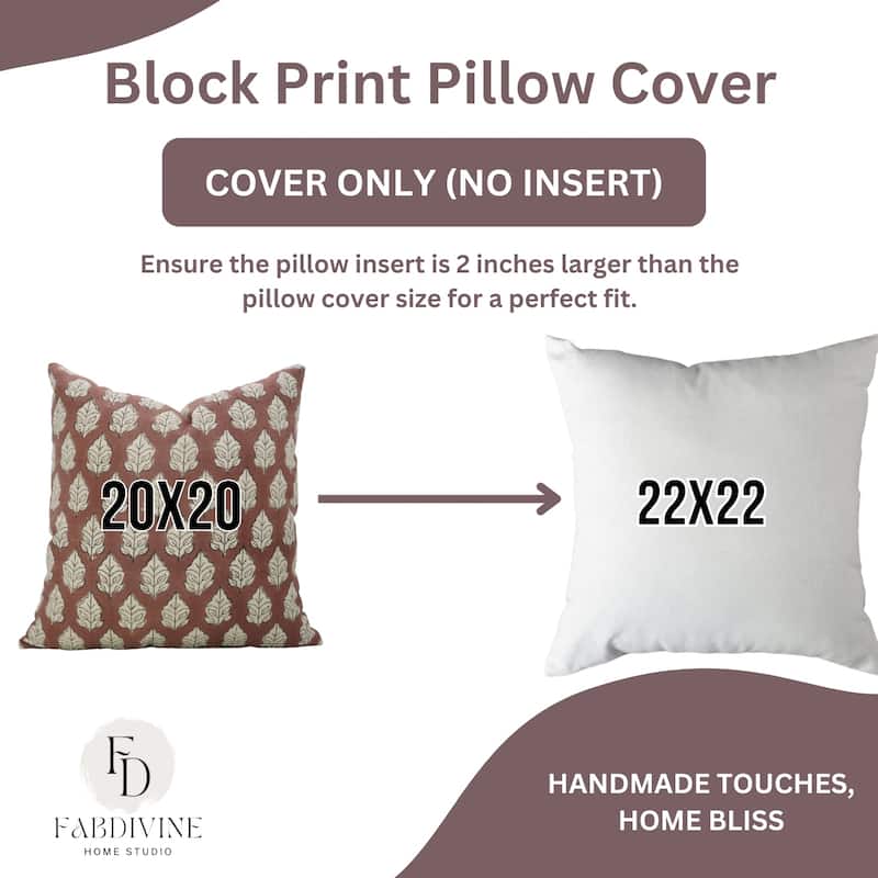 Fabdivine Handmade Floral or Weave Yellow Pillow Cover in Soft Linen for Block Print Room Boho Spring Home Décor, Lehar