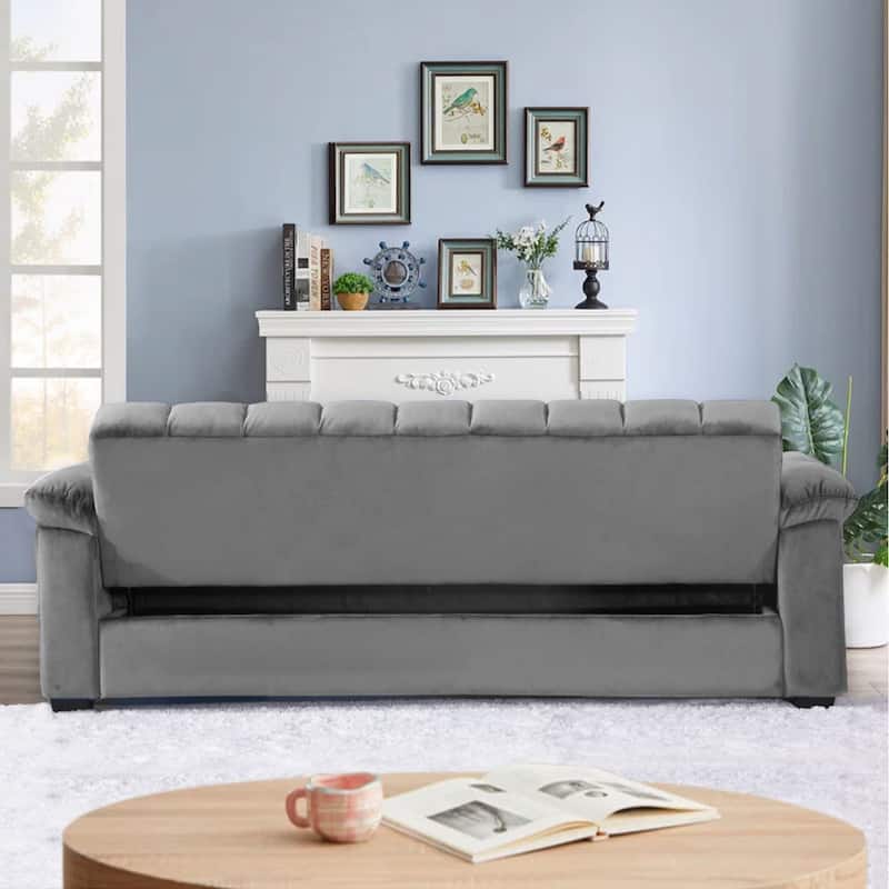 82.7'' Velvet Storage Convertible Sofa Sleeper Couch with 2 Pillows